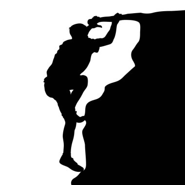 Beyaz arka planda siyah siluet dağcı