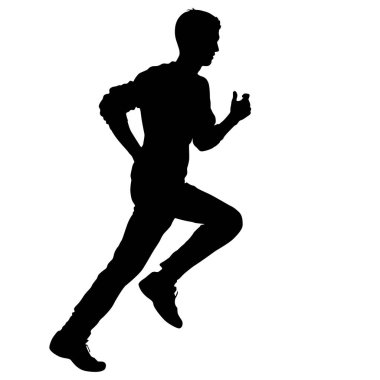 Siyah Siluetler Koşucular beyaz arka planda koşucular