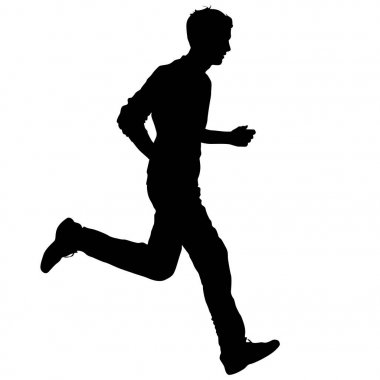Siyah Siluetler Koşucular beyaz arka planda koşucular
