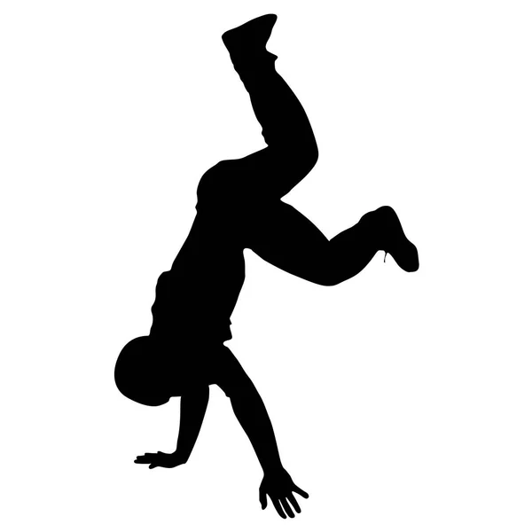 Fekete sziluett breakdancer fehér alapon — Stock Vector