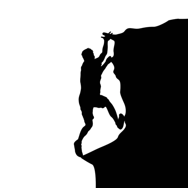 Μαύρη σιλουέτα ορειβάτης σε λευκό φόντο — Διανυσματικό Αρχείο