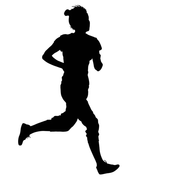 Negro siluetas corredores sprint mujeres sobre fondo blanco — Archivo Imágenes Vectoriales
