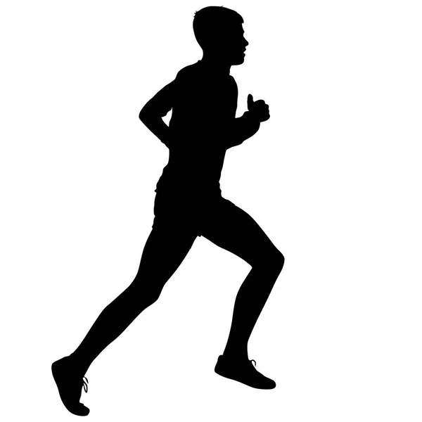 Black Silhouettes Runners sprint men on white background — Stock Vector