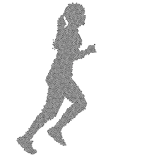 Черные силуэты бегуны бегают женщины на белом фоне — стоковый вектор