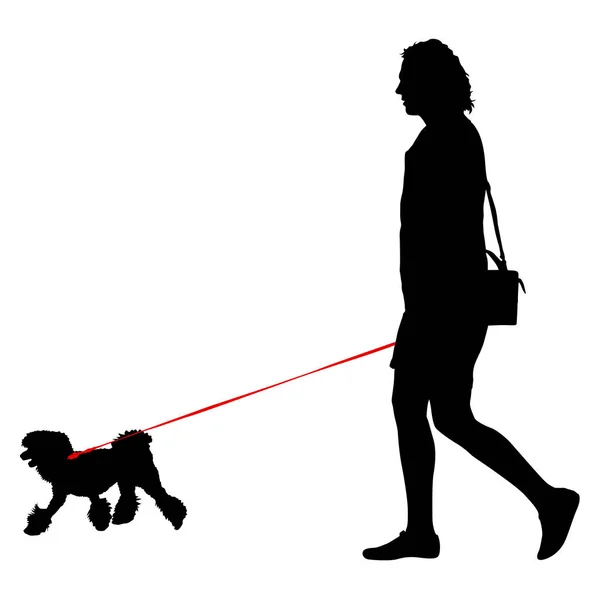 Silhouette de personnes et de chiens. Illustration vectorielle — Image vectorielle