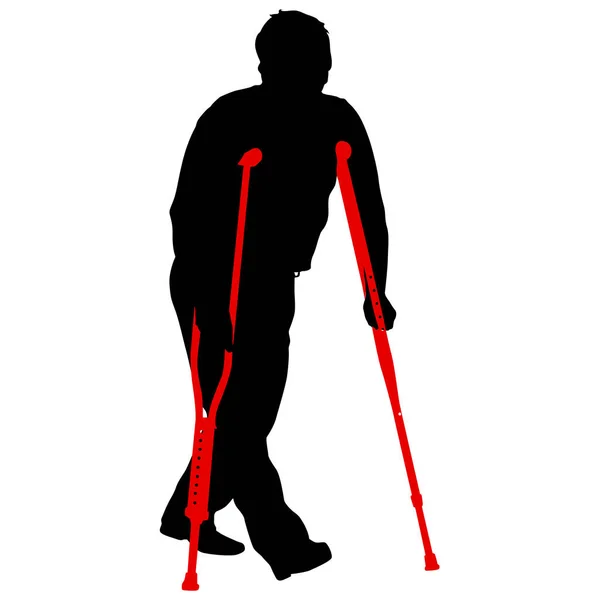 Silueta de discapacitados sobre fondo blanco. Ilustración vectorial — Archivo Imágenes Vectoriales