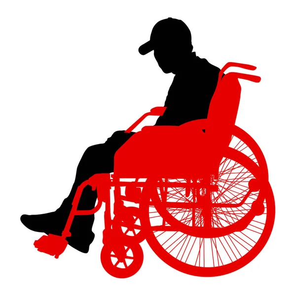 Silhouette of disabled people on a white background. Vector illustration — Stock Vector