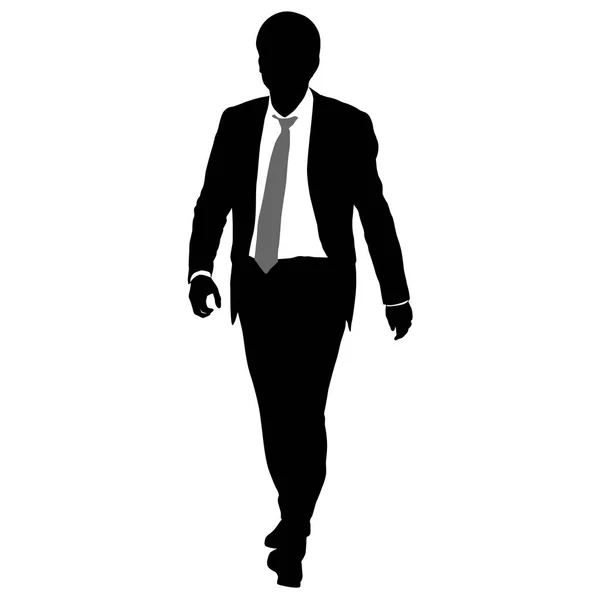 Homme d'affaires Silhouette en costume avec cravate sur fond blanc. Illustration vectorielle — Image vectorielle