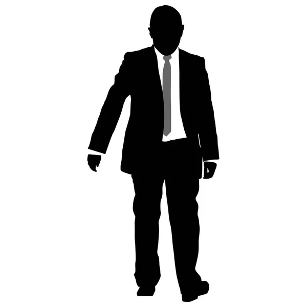 Hombre de negocios silueta en traje con corbata sobre fondo blanco. Ilustración vectorial — Vector de stock