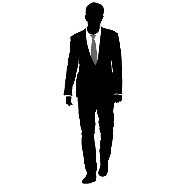 Silhouette businessman man in suit with tie on a white background. Vector illustration — Stock Vector