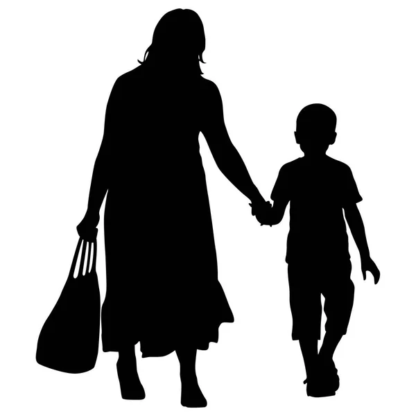 Silhouette de famille heureuse sur fond blanc — Image vectorielle