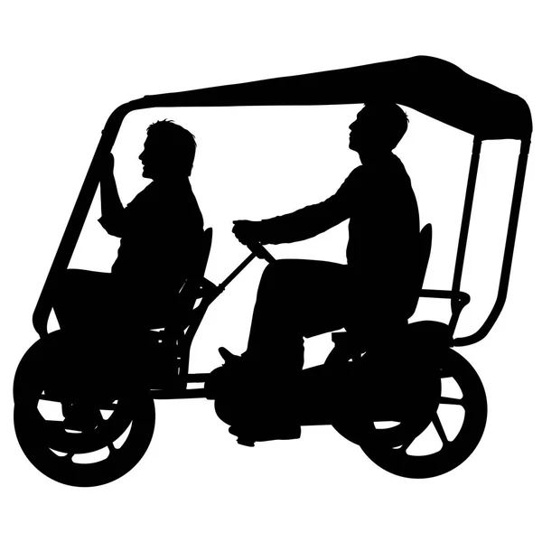 Silhouette, tandem kerékpár, fehér háttér a két sportolók — Stock Vector