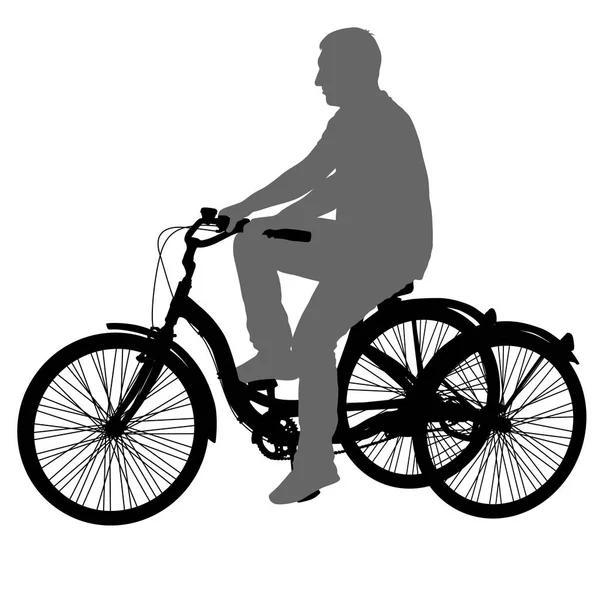 Beyaz zemin üzerinde bir üç tekerlekli bisiklet erkek silüeti — Stok Vektör
