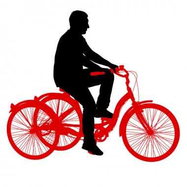 Silhouette of a tricycle male on white background clipart