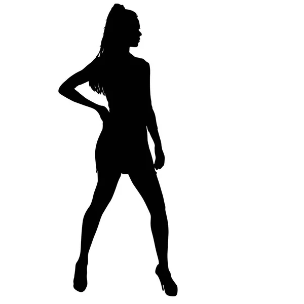 Bella silhouette ragazza di moda su uno sfondo bianco — Vettoriale Stock