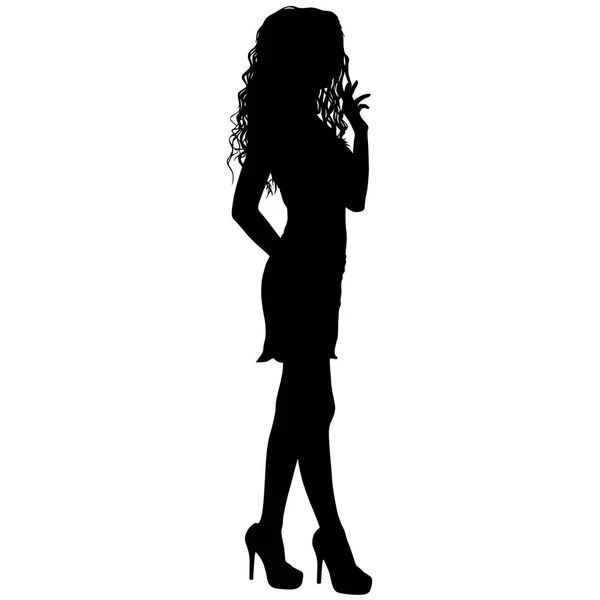 Beautiful fashion girl silhouette on a white background — Stock Vector