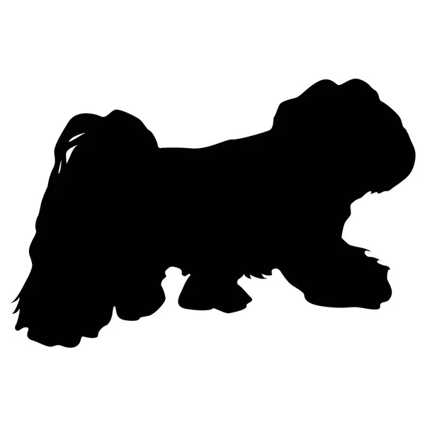 Sílhueta do cão do lap em um fundo branco — Vetor de Stock