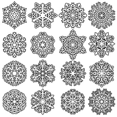 Beyaz arka plan üzerinde vektör çizim kar taneleri Icons set