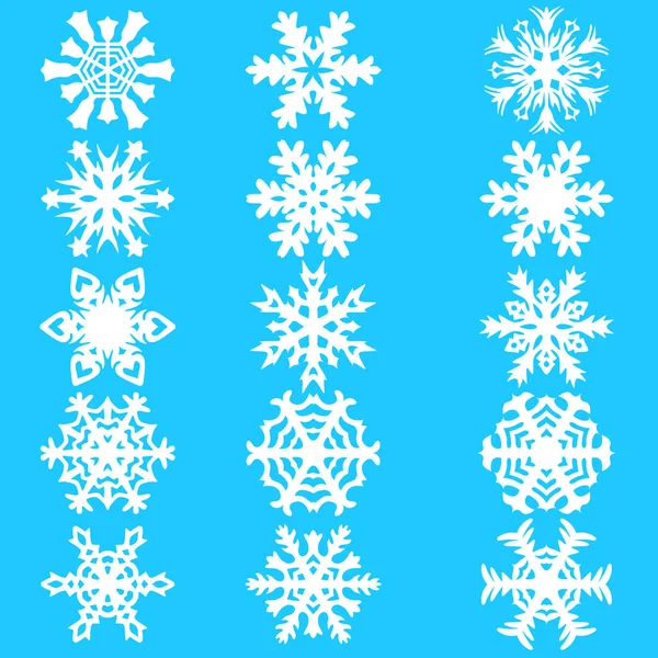 Conjunto de ícones de flocos de neve no fundo branco, ilustração vetorial — Vetor de Stock