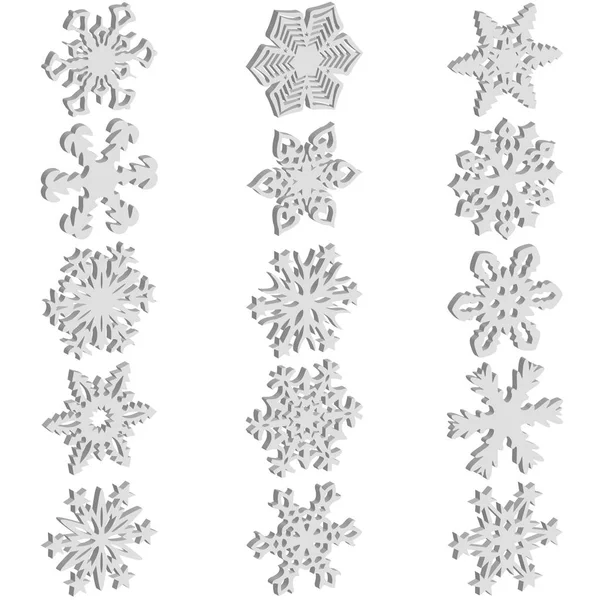Zestaw ikon płatki śniegu na białym tle, ilustracji wektorowych — Wektor stockowy
