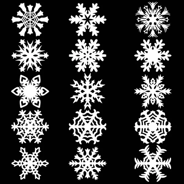 Set snowflakes icons on white background, vector illustration — Stock Vector