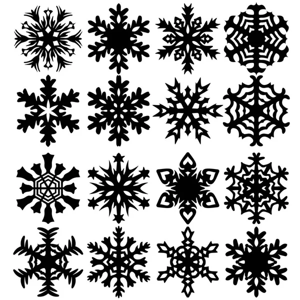 Schneeflocken-Symbole auf weißem Hintergrund setzen, Vektor-Illustration — Stockvektor