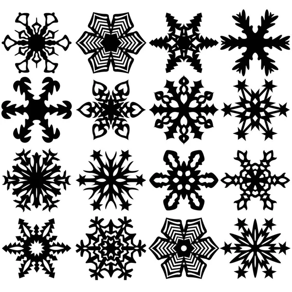 Establecer copos de nieve iconos sobre fondo blanco, vector de ilustración — Vector de stock