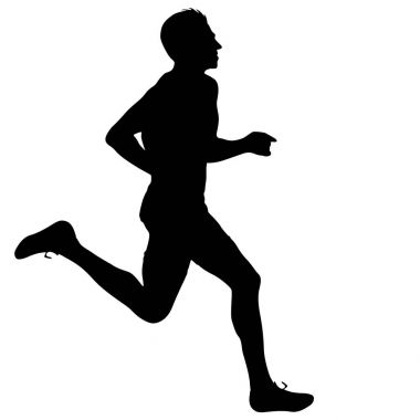 Siyah Siluetler Koşucular beyaz arka planda koşucular