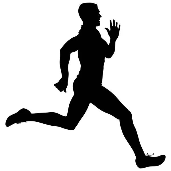 Schwarze Silhouetten Läufer sprinten Männer auf weißem Hintergrund — Stockvektor