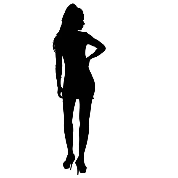 Black silhouette of a beautiful girl on a white background — Stock Vector