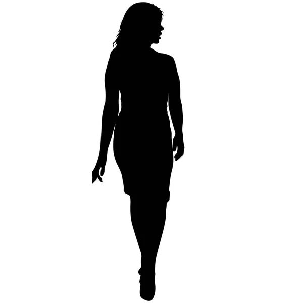 Schwarze Silhouette eines schönen Mädchens auf weißem Hintergrund — Stockvektor