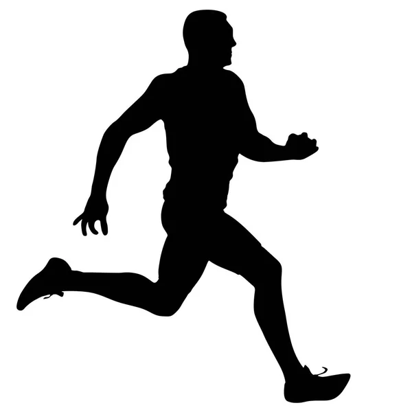 Siyah Siluetler Koşucular beyaz arka planda koşucular — Stok Vektör