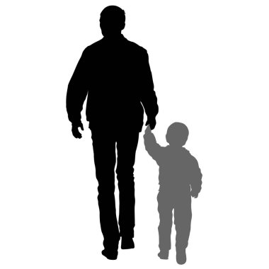 Beyaz arka planda mutlu aile silueti