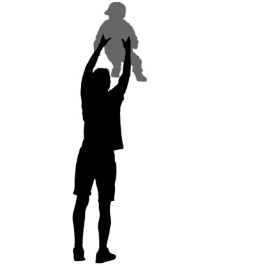 Beyaz bir arka plan üzerinde mutlu aile silüeti. Vektör çizim.