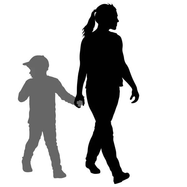 Silhouette di famiglia felice su uno sfondo bianco — Vettoriale Stock