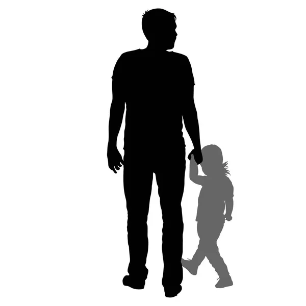 Silhouette of happy family on a white background — Stock Vector