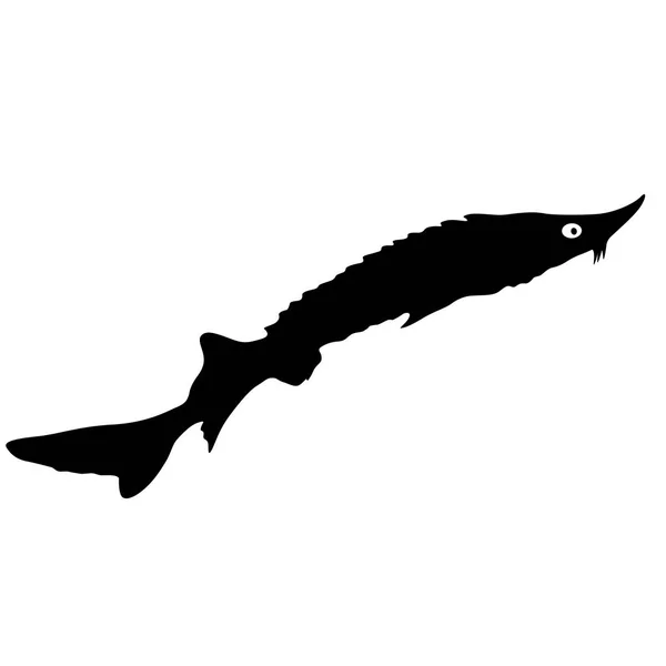 흰색 배경에 수족관 물고기의 검은 실루엣 — 스톡 벡터