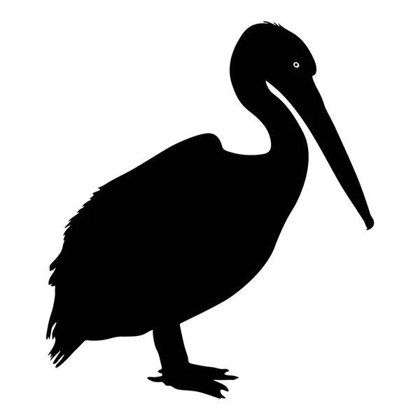 Pássaro de silhueta pelicano sobre um fundo branco — Vetor de Stock
