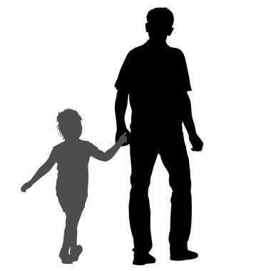 Beyaz arka planda mutlu aile silueti