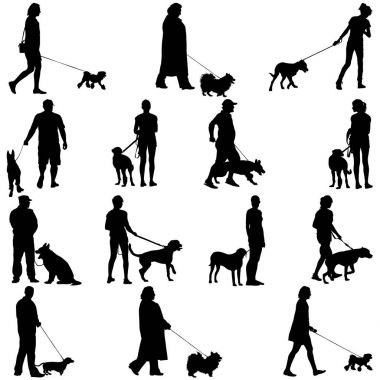 İnsanların ve köpeklerin hayaletini kur. Vektör illüstrasyonu