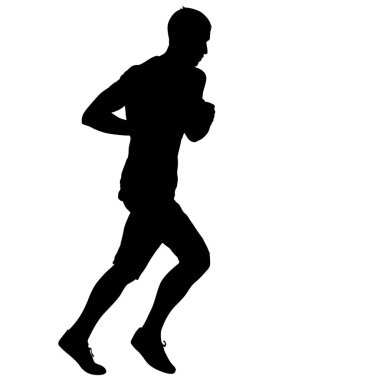 Siyah Siluetler Koşucular beyaz arka planda koşucular