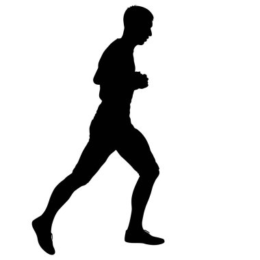Siyah Siluetler Koşucular beyaz arka planda koşucular