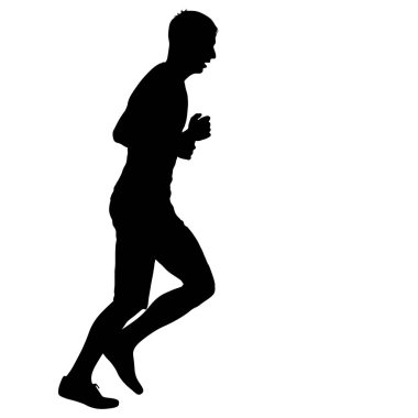 Siyah Siluetler Koşucular beyaz arka planda koşucular