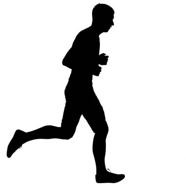 Siyah Siluetler Koşucular beyaz arka planda koşucular