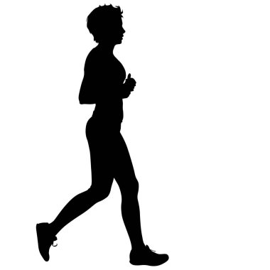 Siyah Siluetler Koşucular beyaz arkaplanda koşuyor