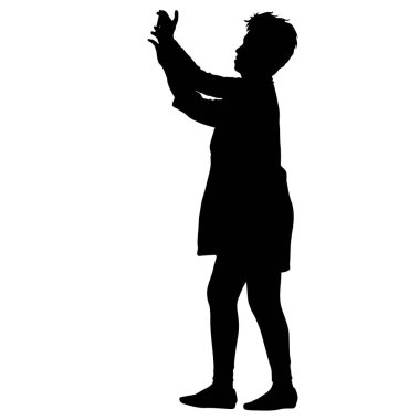Siluet kadın beyaz arka planda akıllı telefonuyla selfie çekiyor.
