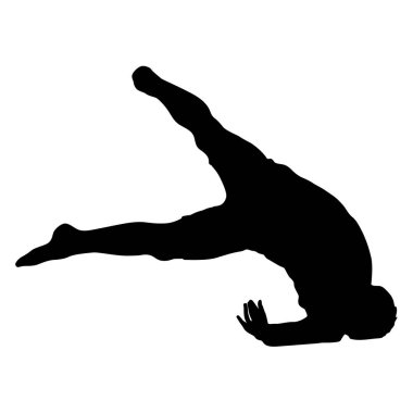 Siyah Siluetler beyaz arka planda break dansçı