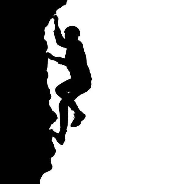 Black silhouette rock climber on white background — Stock Vector