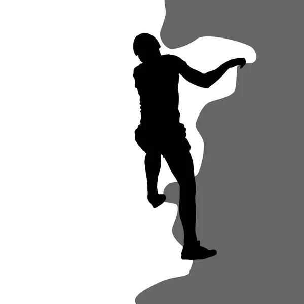 Black silhouette rock climber on white background — Stock Vector