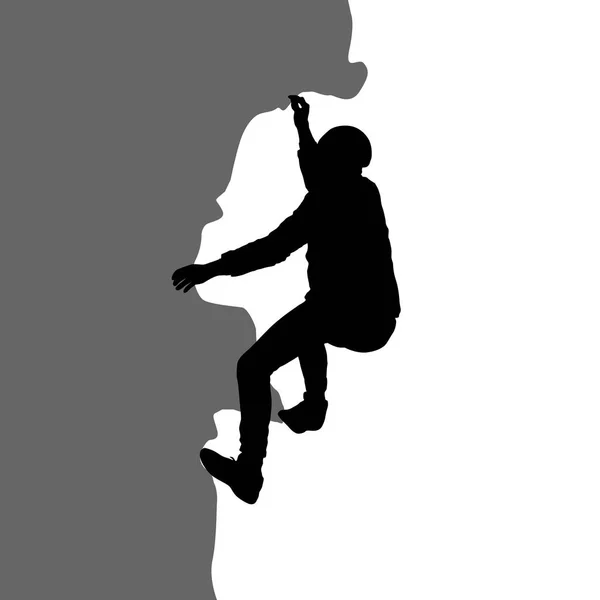 Beyaz arka planda siyah siluet dağcı — Stok Vektör